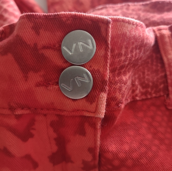 FREE w/ Bundle VN Votre Nom Jeans Red Patterned Cuff Bottomed Jean Capris 40 - Picture 13 of 14